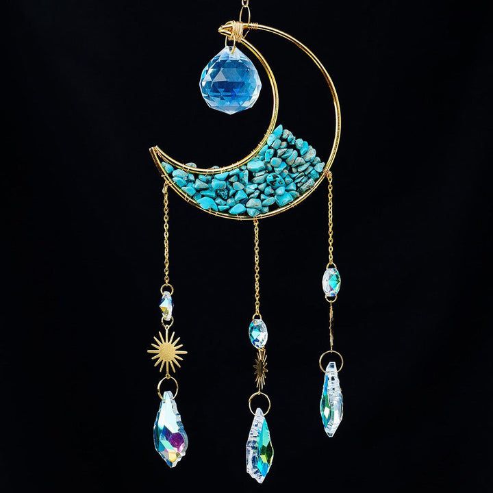 Crescent Moon Gemstones Wind Chime