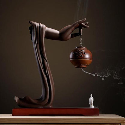 Brown Ceramic Waterfall Backflow Incense Burner