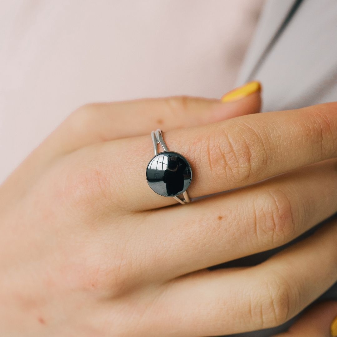 Adjustable Hematite Ring