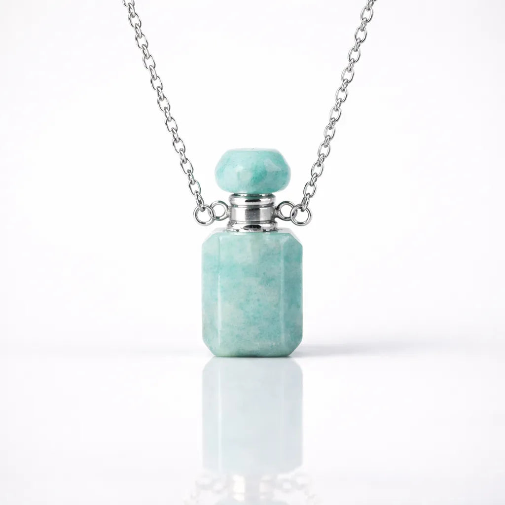 Engraved Gemstone Perfume Bottle Pendant — Embrace the Scent of Spiritual Energy
