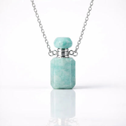 Engraved Gemstone Perfume Bottle Pendant — Embrace the Scent of Spiritual Energy