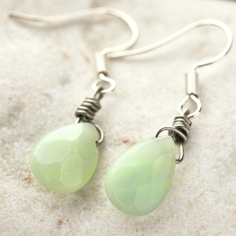 Amazonite Stone Teardrop Earrings