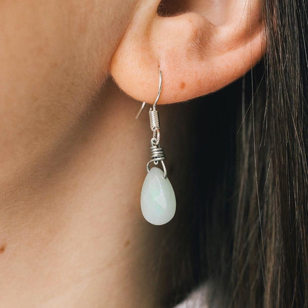 Amazonite Stone Teardrop Earrings