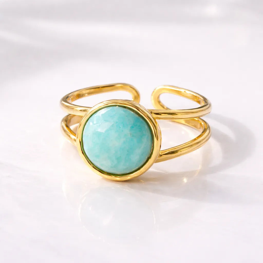 Adjustable Natural Gemstone Ring — Elegant Crystal Energy Jewelry