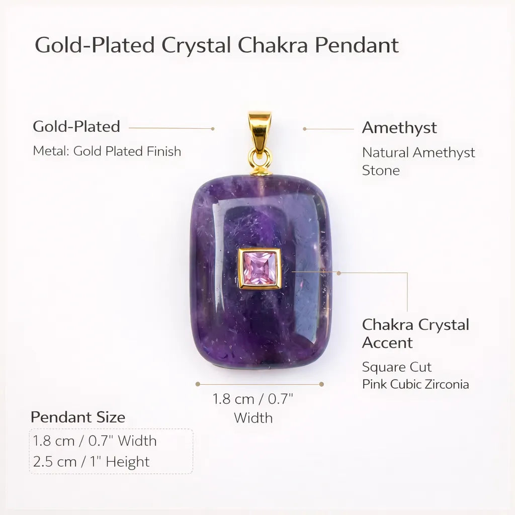 Gold‑Plated Crystal Chakra Pendant — Natural Stone Energy Jewelry