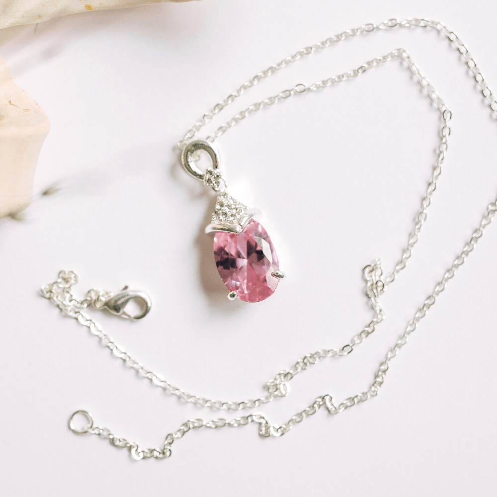 Purple Aquamarine Stone Drop Necklace