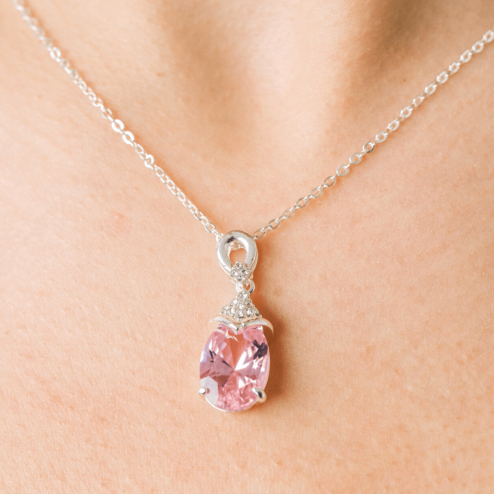 Purple Aquamarine Stone Drop Necklace