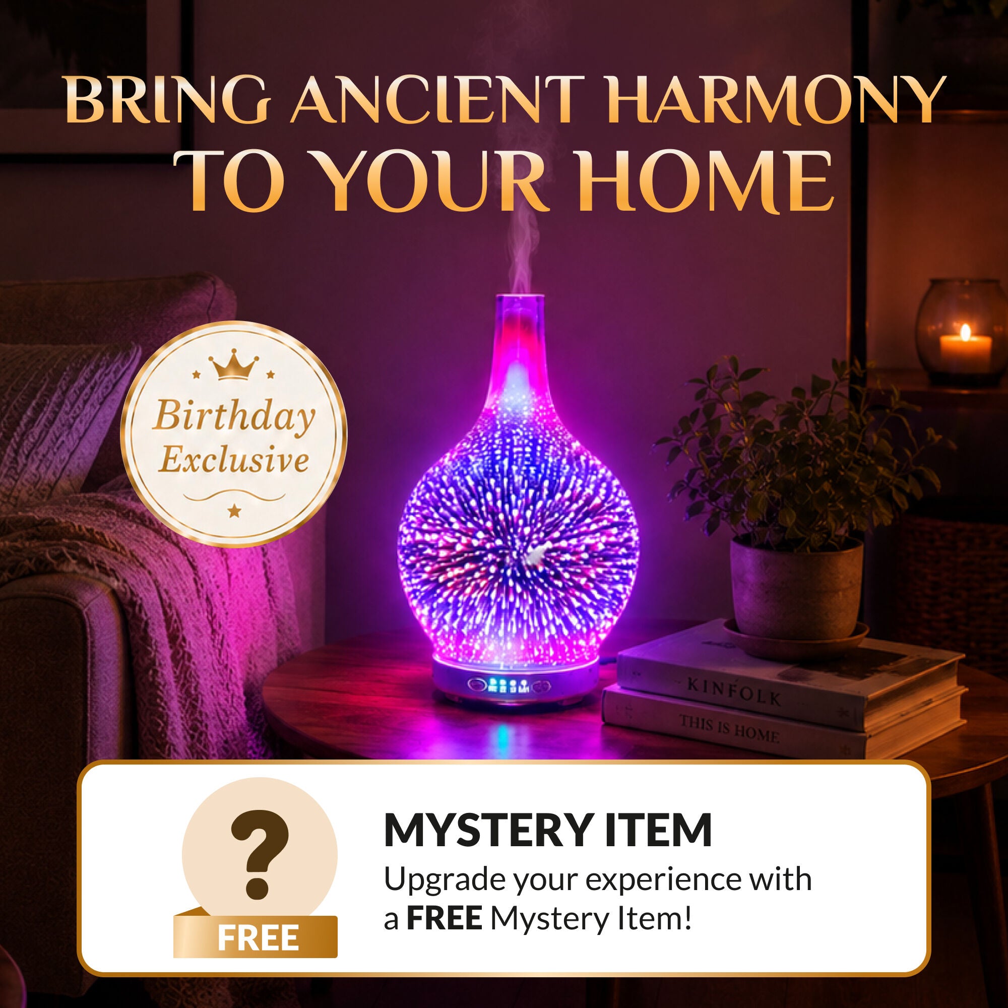 The Mystery Aroma Bundle: 3D Glass Aroma Oil Diffuser + FREE Surprise Gift