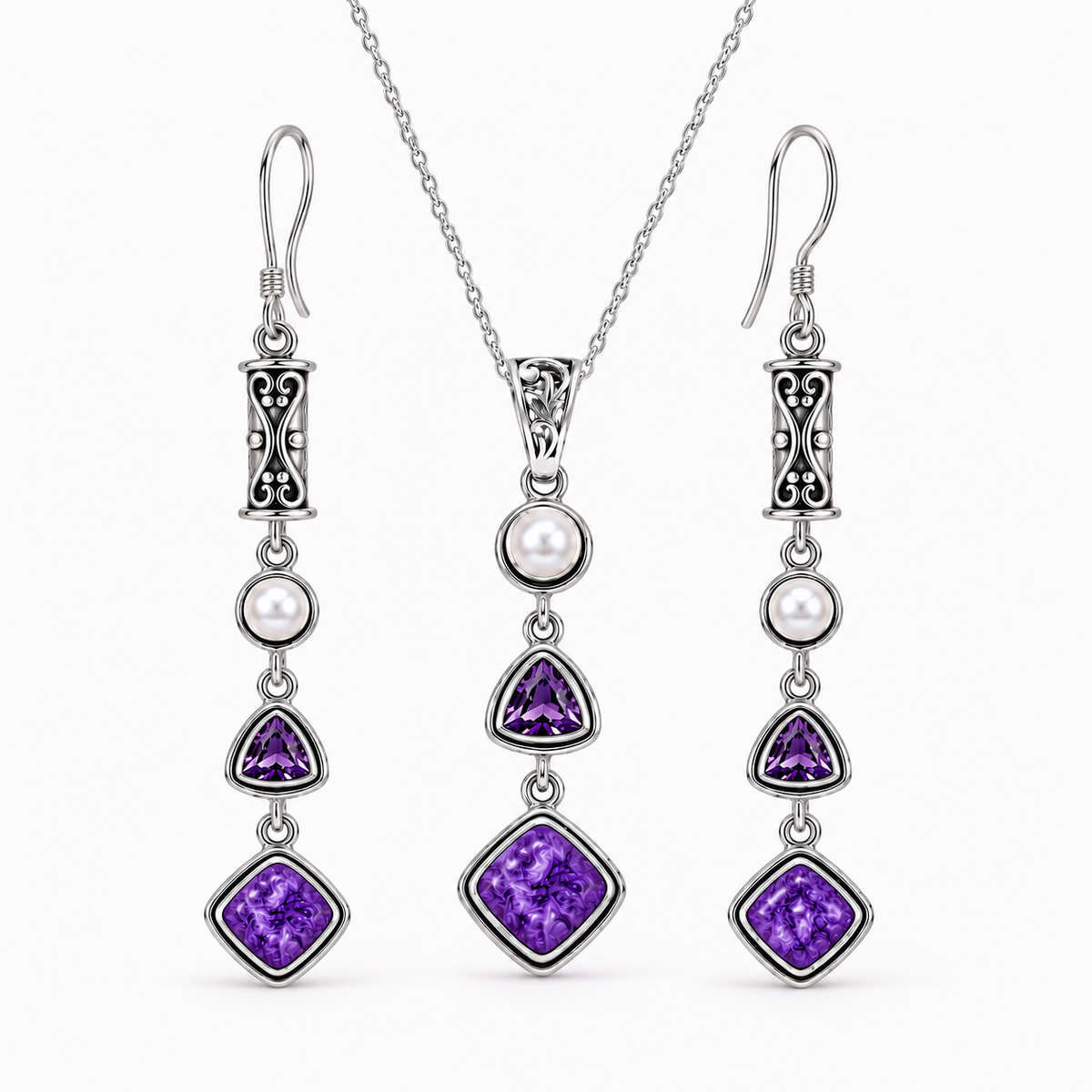 Silver Charoite Set