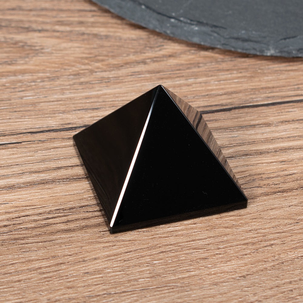 Black Obsidian Crystal Protection Pyramid