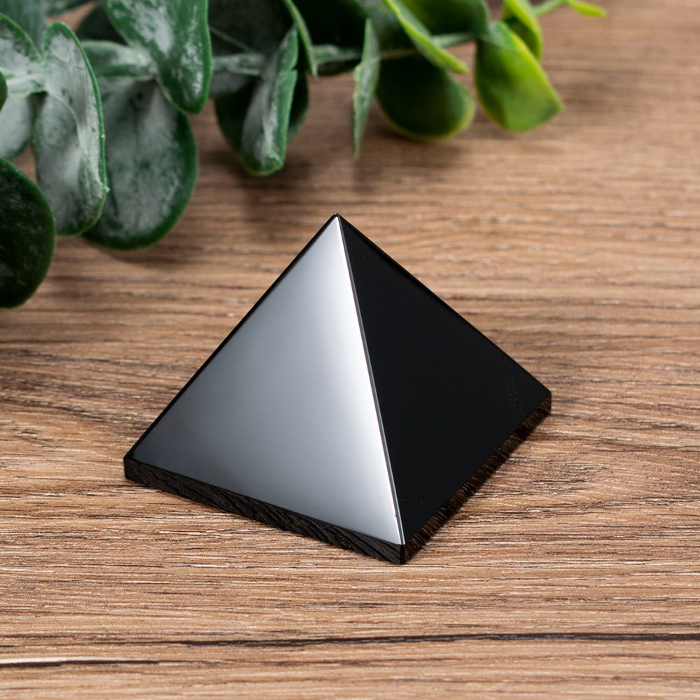 Black Obsidian Crystal Protection Pyramid
