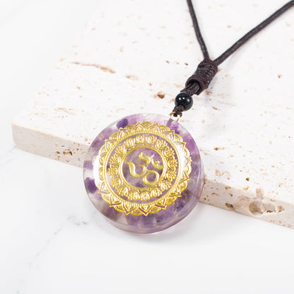 Orgone Energy Om Amethyst Necklace Talisman