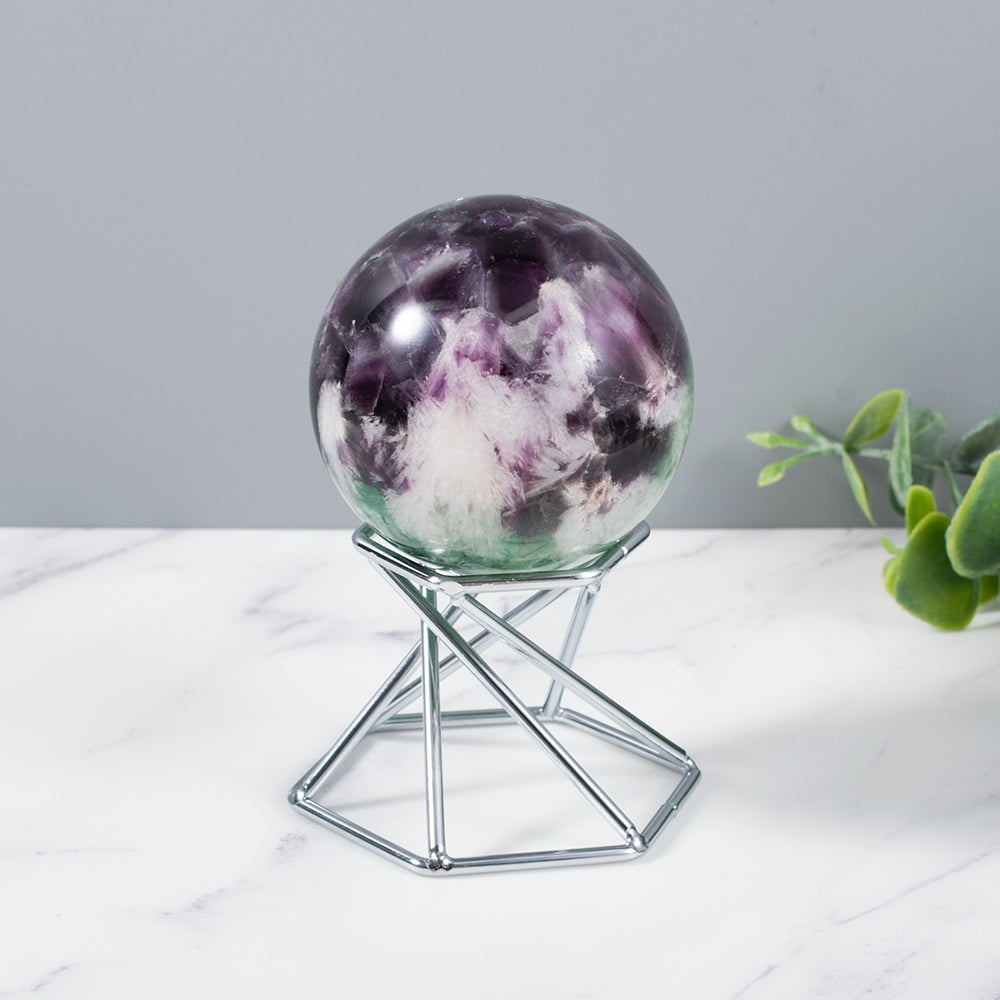 Natural Feather Fluorite Crystal Sphere