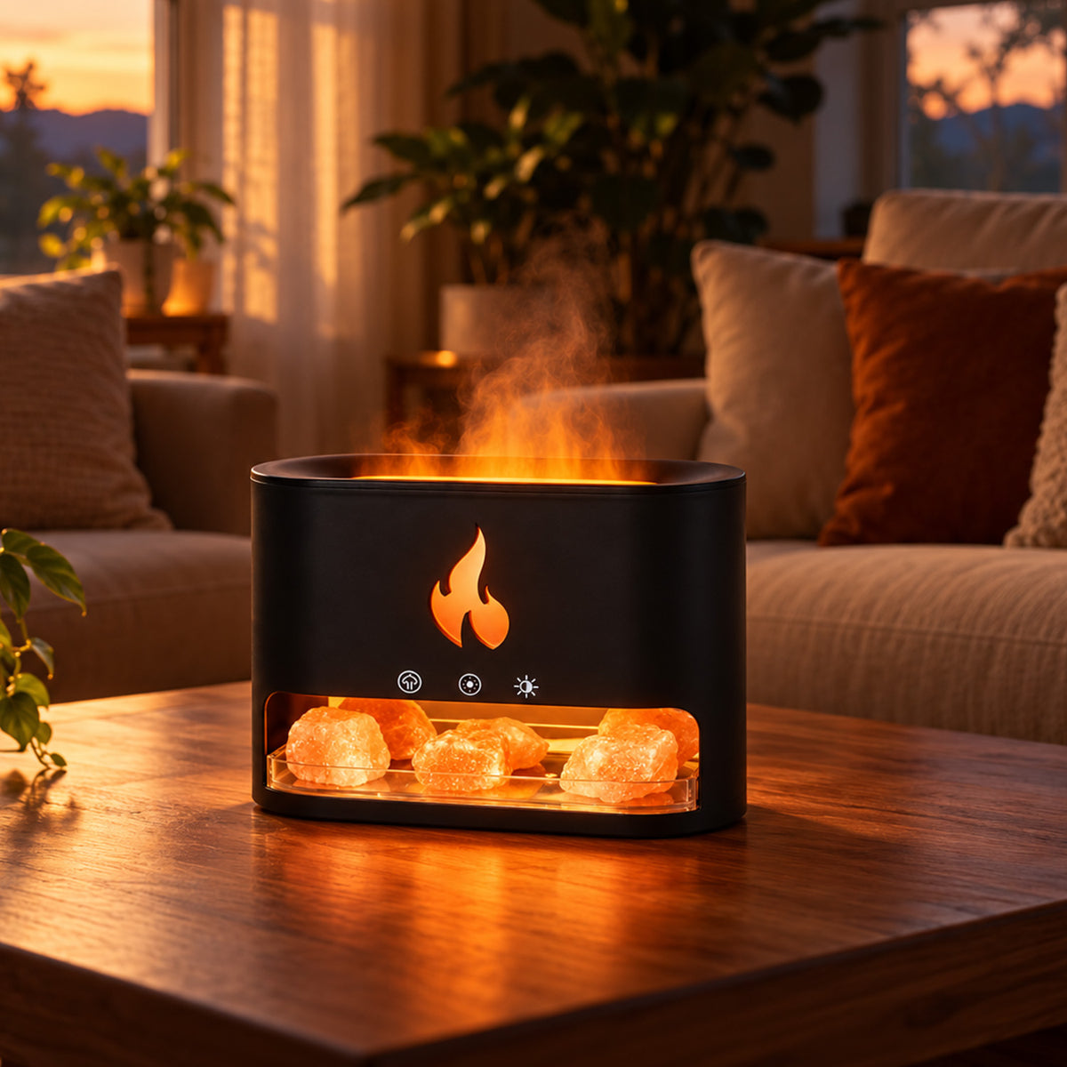 Himalayan Salt Fireplace Humidifier Lamp