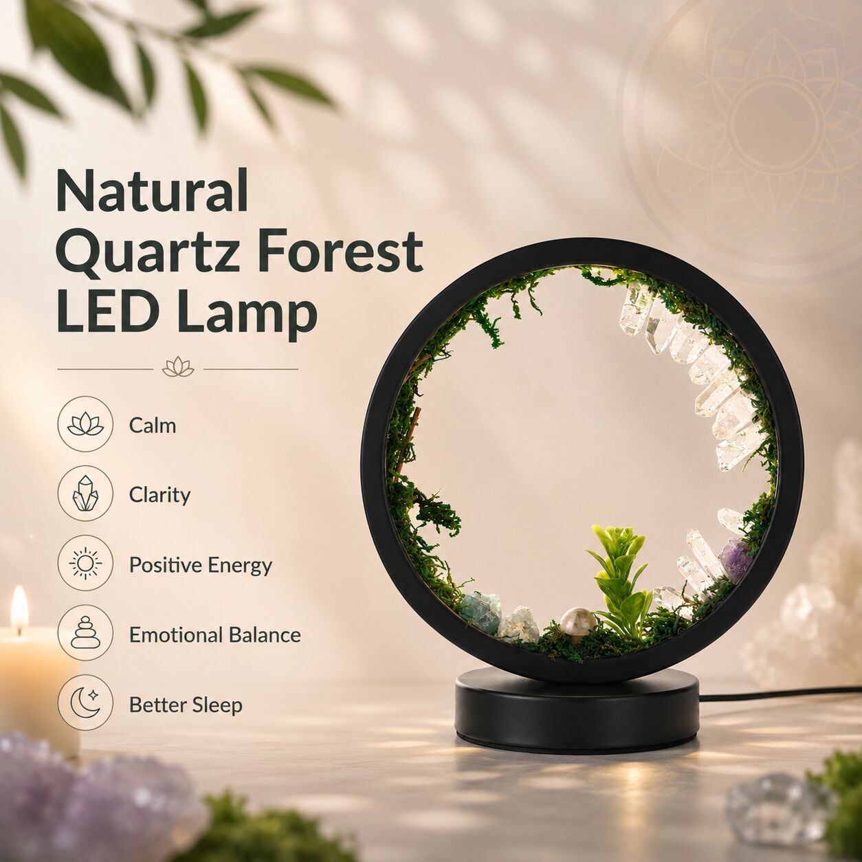 Natural Quartz Forest LED Lamp