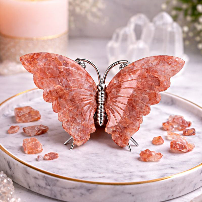 Crystal Butterfly Carvings with Healing Stones