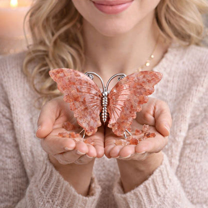 Crystal Butterfly Carvings with Healing Stones