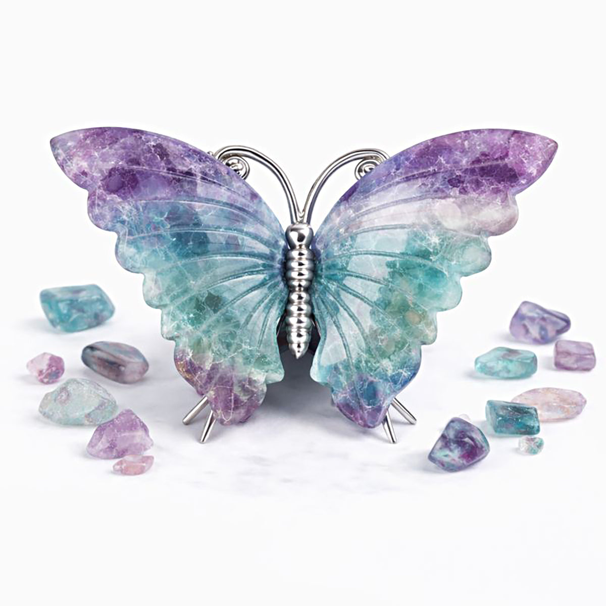 Crystal Butterfly Carvings with Healing Stones