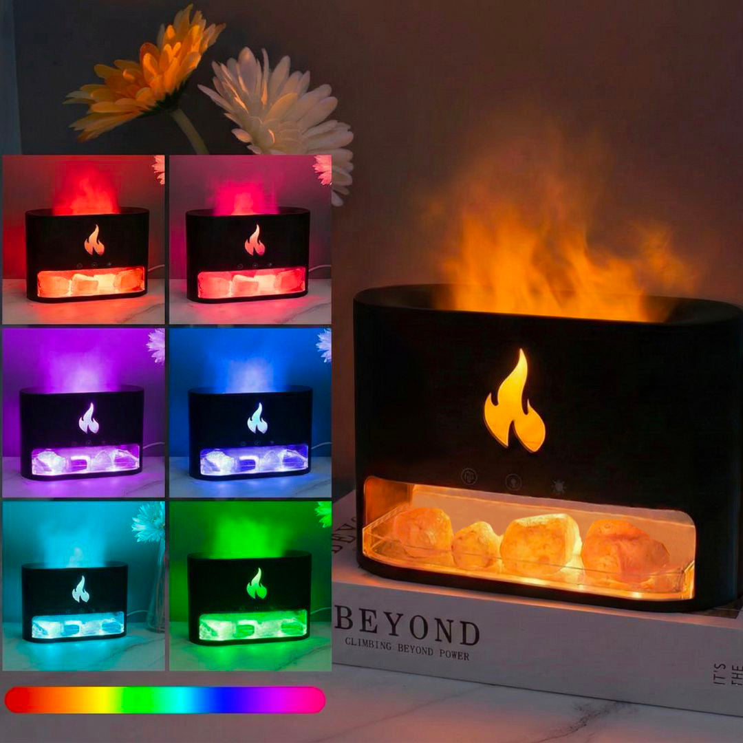 Himalayan Salt Fireplace Humidifier Lamp