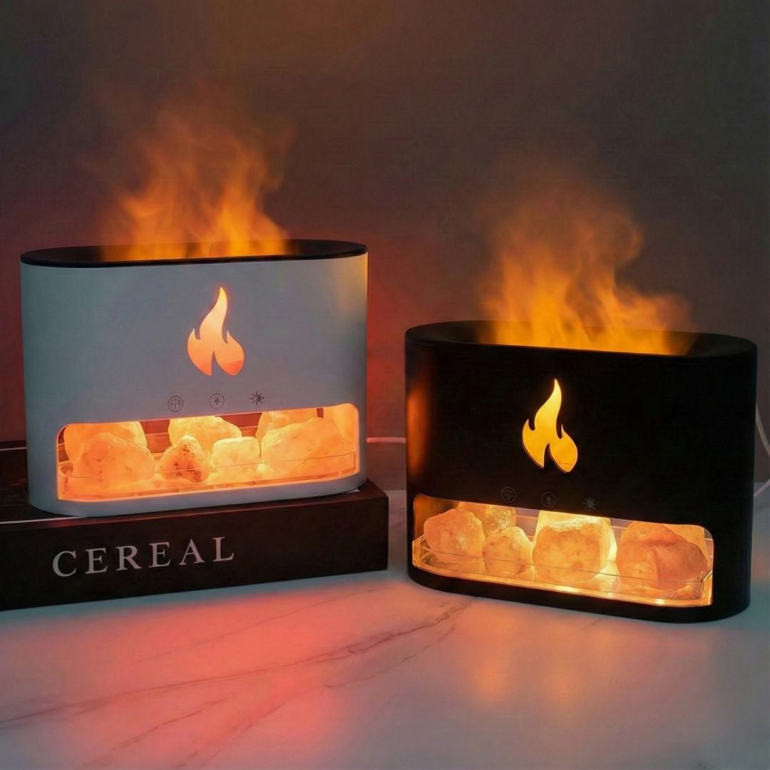 Himalayan Salt Fireplace Humidifier Lamp