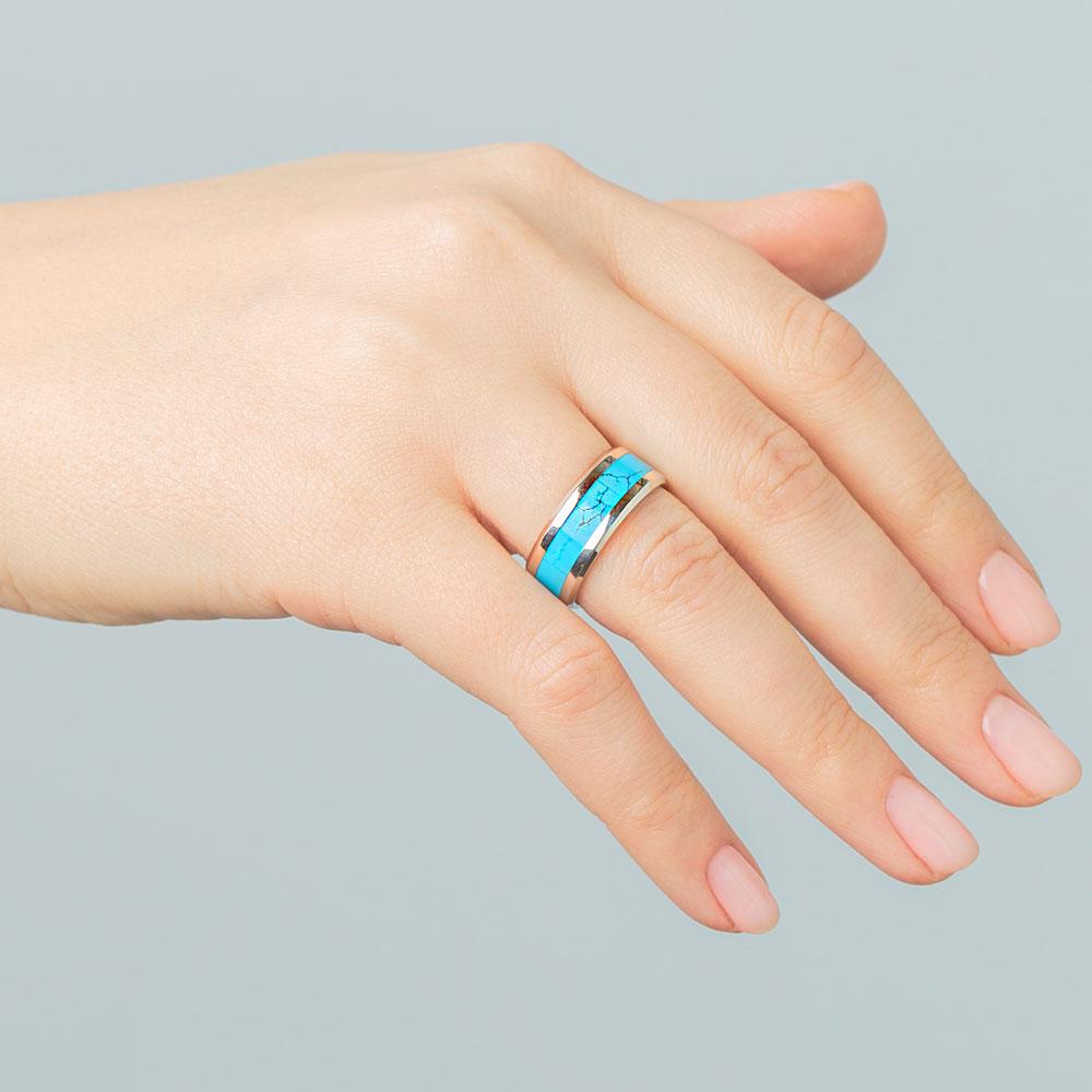 Blue Turquoise Tungsten Ring