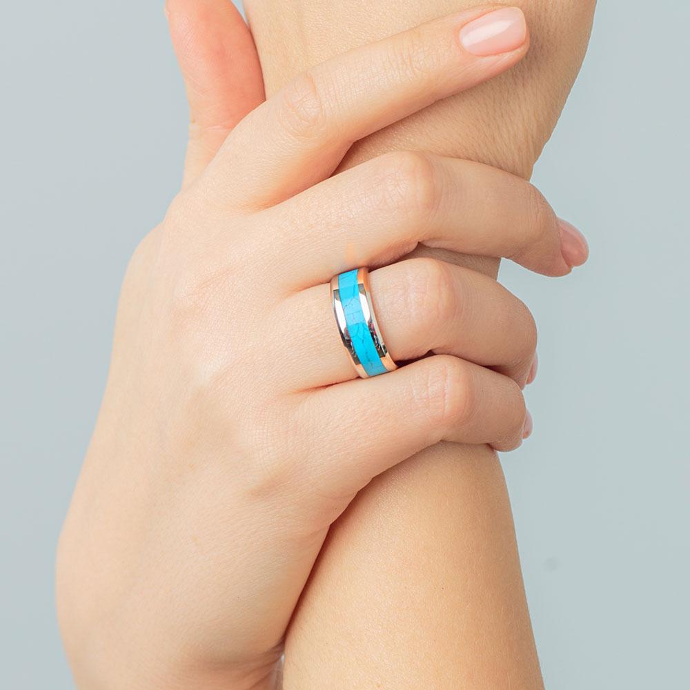 Blue Turquoise Tungsten Ring