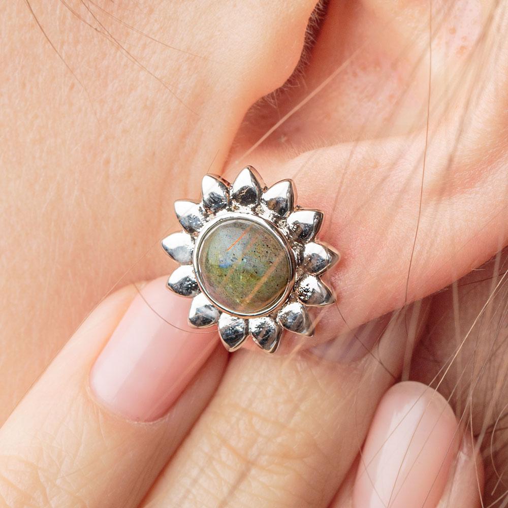 Silver Labradorite Earrings