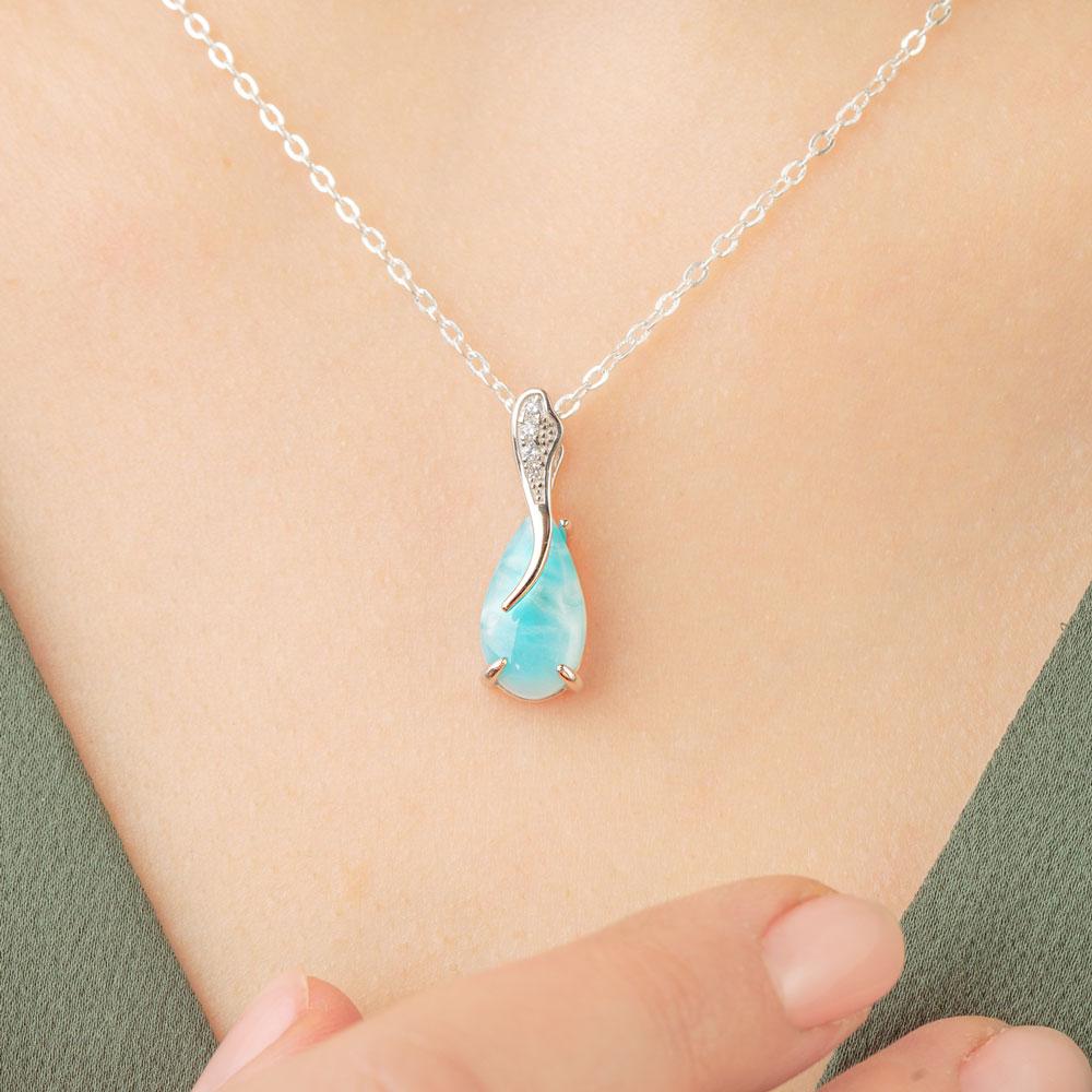 Larimar Water Drop Pendant