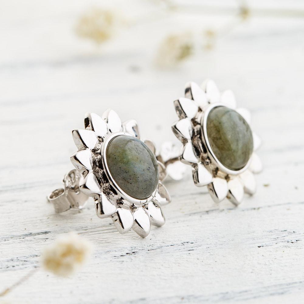 Silver Labradorite Earrings