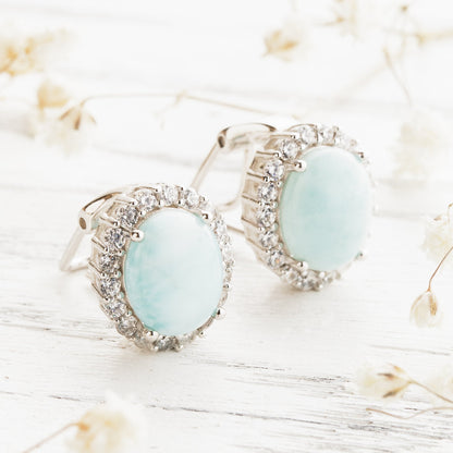 Larimar Stone Stud Earrings