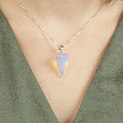 Crystal Gemstone Hexagon Necklace Pendulum