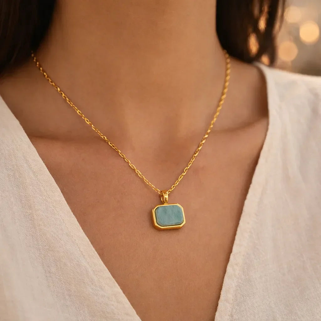 Elegant Amazonite Pendant Necklace — Balance Your Energy with Natural Beauty