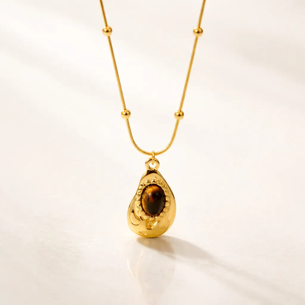 Tiger's Eye Gold-Plated Pendant Necklace — Grounding & Empowering Energy