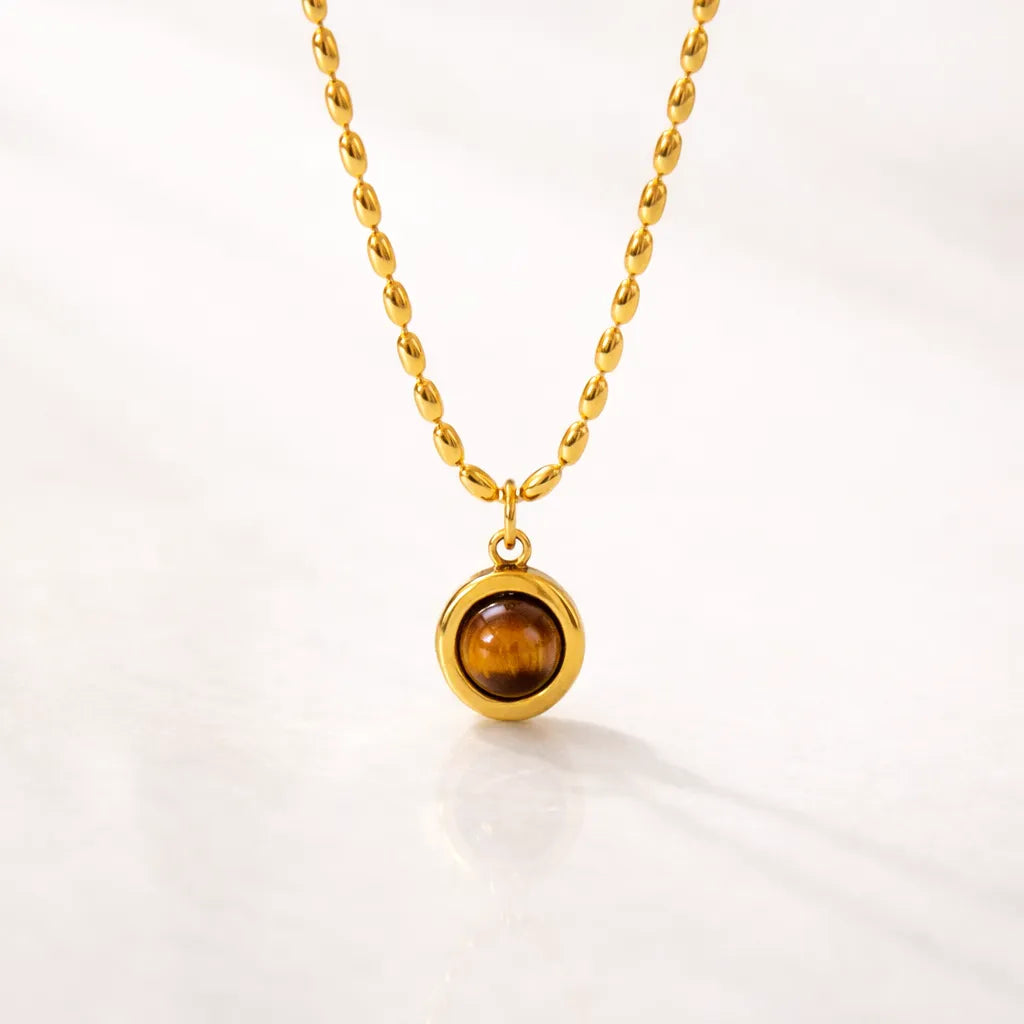 Tiger's Eye Gold-Plated Pendant Necklace — Grounding & Empowering Energy