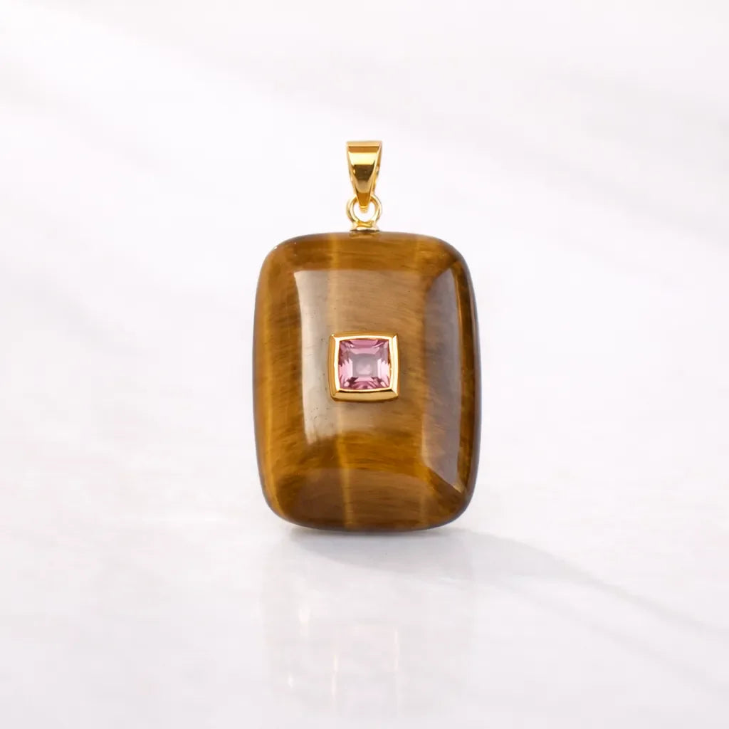 Gold‑Plated Crystal Chakra Pendant — Natural Stone Energy Jewelry