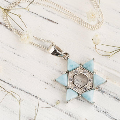 Shining Larimar Star Necklace