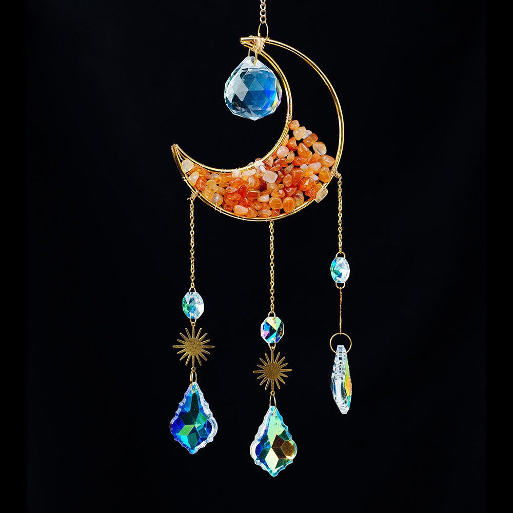 Crescent Moon Gemstones Wind Chime