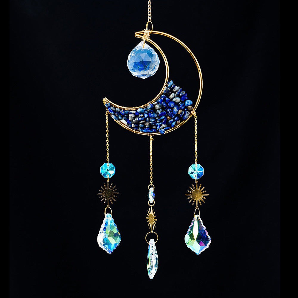 Crescent Moon Gemstones Wind Chime