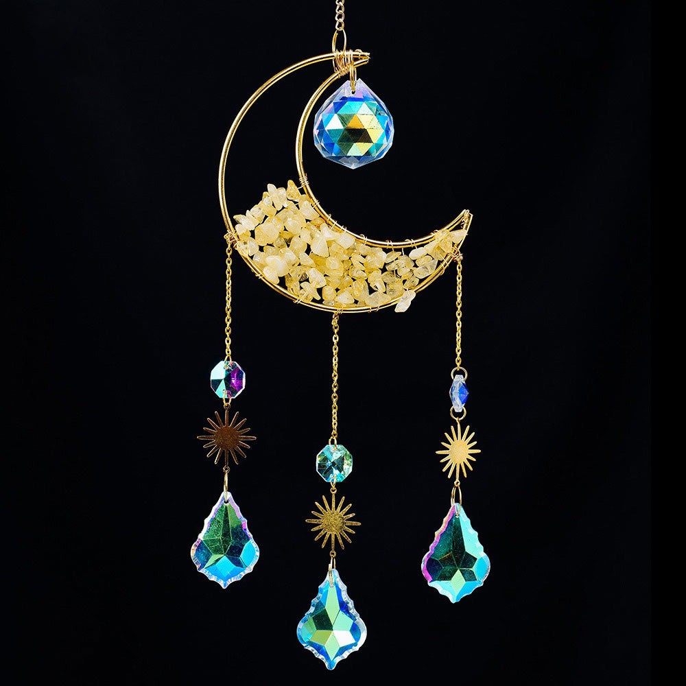 Crescent Moon Gemstones Wind Chime