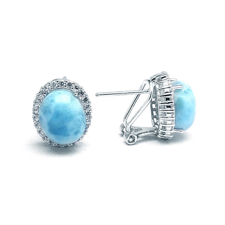 Larimar Stone Stud Earrings