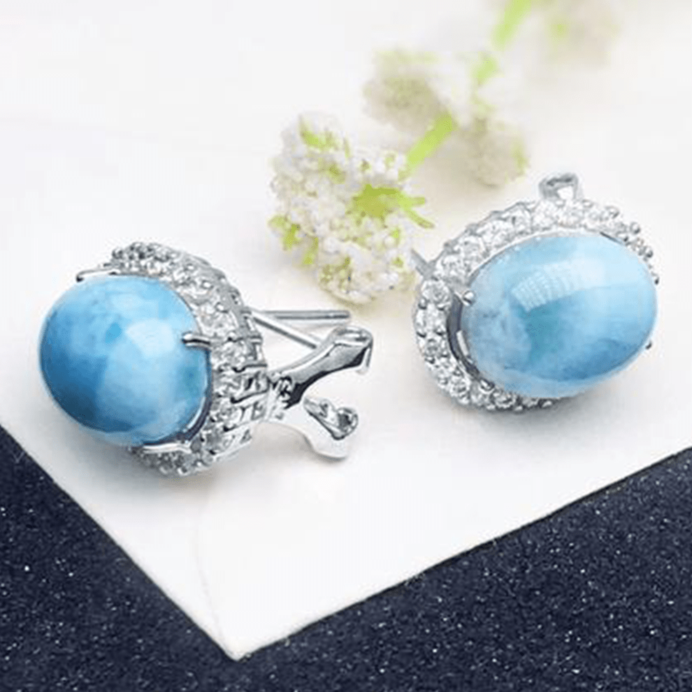 Larimar Stone Stud Earrings