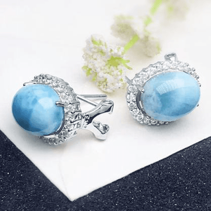 Larimar Stone Stud Earrings