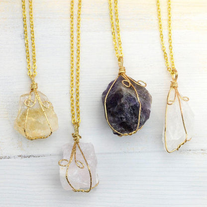 Wire Wrapped Crystal Necklaces