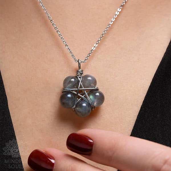 Natural Moonstone Silver Necklace | Pentagram Star Pendant – Mindful Souls  Australia