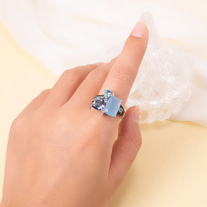Aqua Blue Chalcedony Ring