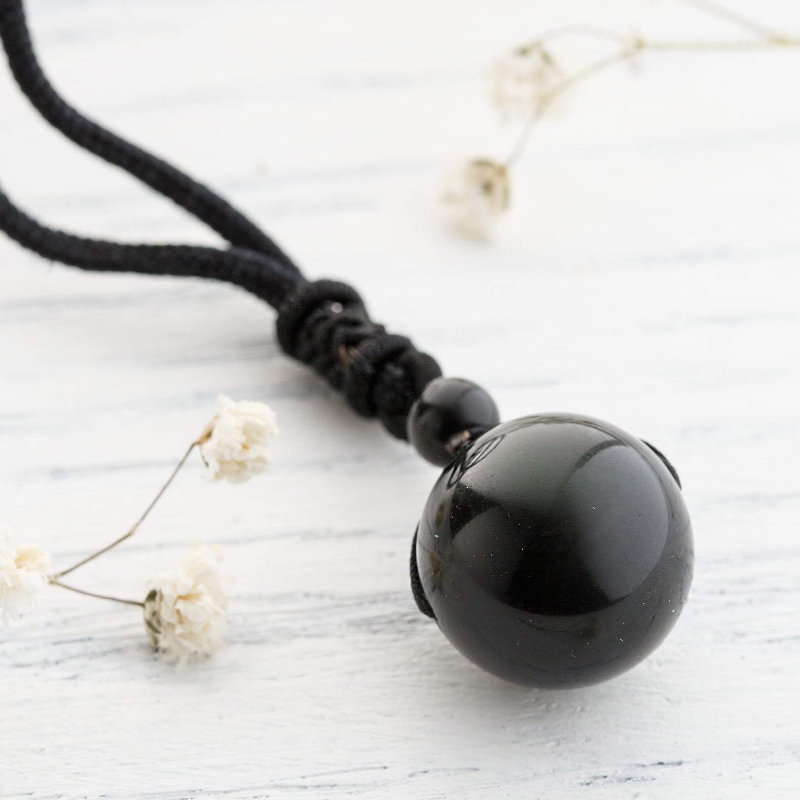 Obsidian Stone Necklace 