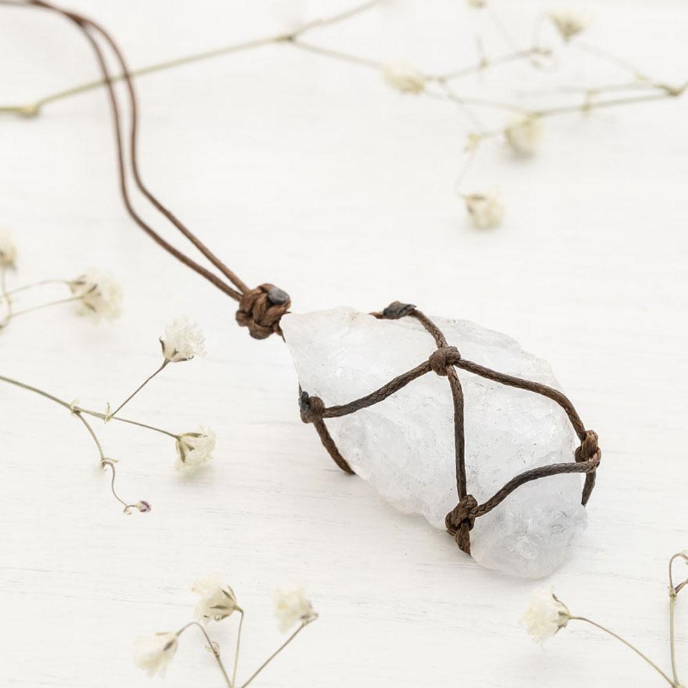 Wrapped Raw Clear Quartz Necklace